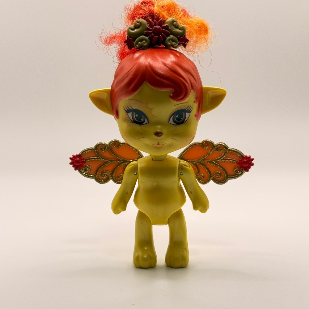 Mattel Pixy Punks Fire Pixie Doll 2006 Yellow Fiery Hair Orange Wings Toy